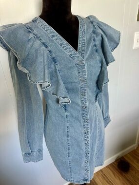 NWT Karlie Denim Ruffle Dress